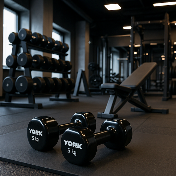 Гантели для фитнеса виниловые круглые York Fitness 2х5кг черный | Зображення 1