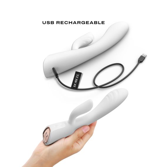 Вібратор-кролик з підігрівом Dorcel FLEXI RABBIT WHITE, гнучкий стовбур | Зображення 3