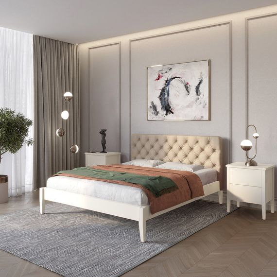 Полуторне дерев&#039;яне ліжко Mebigrand Рим ДК Айворі (S0505Y30R)/Аляска 23 (Бежевий) Б3 120х200 см (MBG-4932)