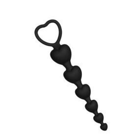 Анальні фігурні намисто силіконові HeartBeads 14,5 см 1,5-3,1 см Чорний