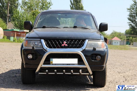 Кенгурятник WT003 (нерж) для Mitsubishi Pajero Sport 1996-2007 гг | Зображення 1