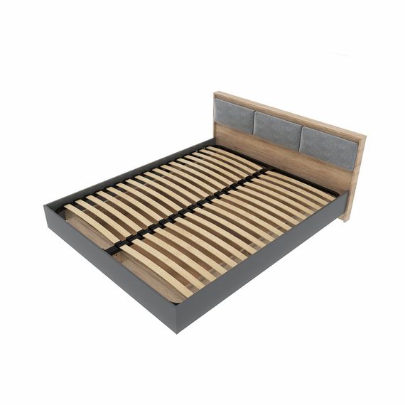 Ліжко двоспальне (ламельний каркас) Еверест Сіті-1400 200,5х148,8х82,6 см Дуб сонома/Графіт (EVR-071113) | Зображення 4