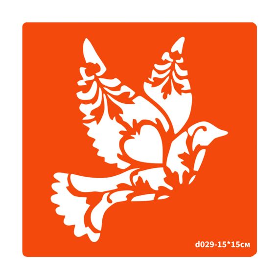 Трафарет для био-тату Птичка d029-15*15см, размер 15х15см
