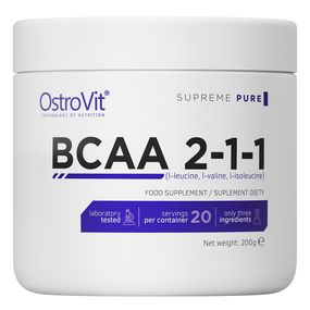 Амінокислота BCAA для спорту OstroVit BCAA 2-1-1 200 g /20 servings/ Pure