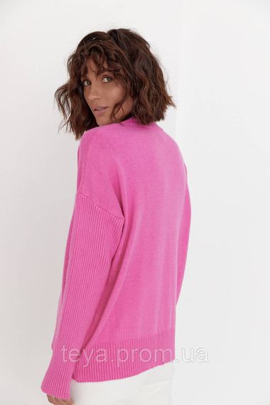Жіночий в'язаний джемпер oversize колір рожевий розмір S FL_000546 | Зображення 1