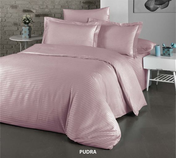 Постельное белье Cotton Shine Stripe Satin 200х220 Pudra