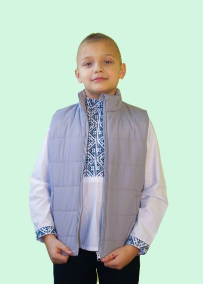 Жилетка дитяча весна/осінь без капюшона 128 розмір із кишенями Світло-сірий колір | Зображення 4