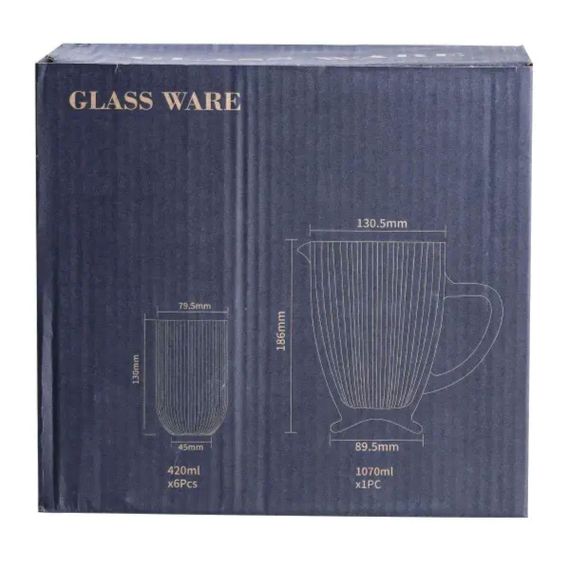 Набор стеклянный кувшин и 6 стаканов  прозрачный HP535 | Зображення 3