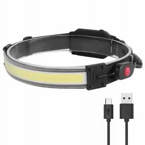 Ліхтарик налобний м'який акумуляторний XQ-T1C USB з червоними задніми вогнями, ліхтар на голову для риболовлі | Зображення 2