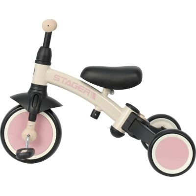 Детский велосипед QPlay Stager 3 в 1 з ручкою, біговел, Beige-Pink (T80STAGERBeigePink) | Зображення 3