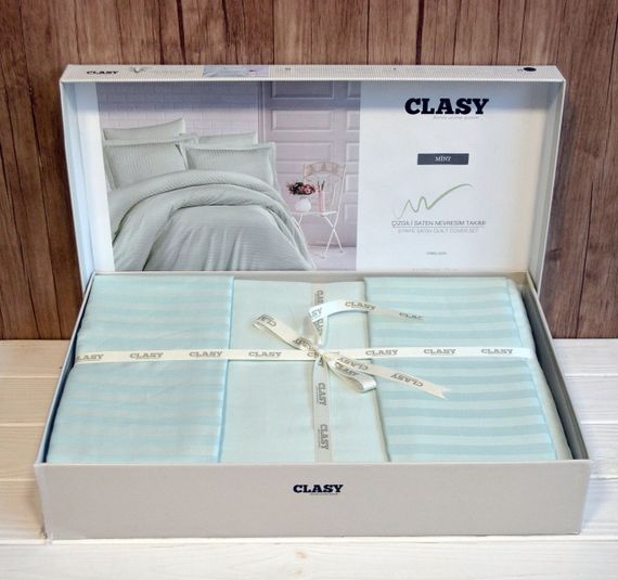 Постільна білизна Clasy Stripe Satin 200х220 Mint | Зображення 2