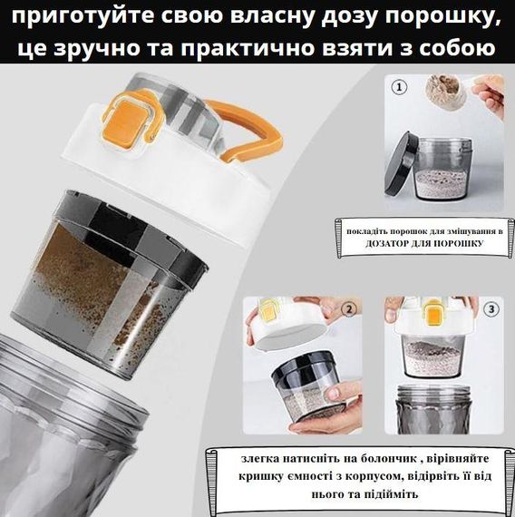 Електричний шейкер 650 мл — Білий, акумуляторний з LED-підсвічуванням та контейнером для суміші | Зображення 7