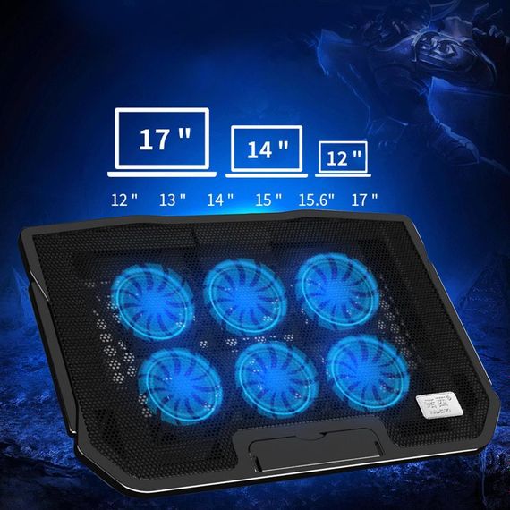 Тонкий кулер-подставка для ноутбука Coolcold 15,6 дюймов, двойной светодиодный вентилятор K24 от XPRO (44010-_586) | Зображення 9