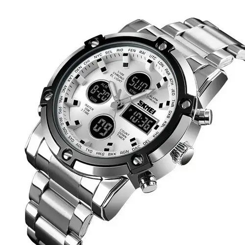 Водостійкий тактичний годинник SKMEI 1389SI SILVER | Годинник армійський оригінал | Годинник RU-102 скмей чоловічий