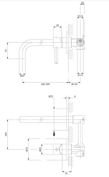 Смеситель для раковины Omnires Y скрытого монтажа brushed gold (Y1215HGLB) | Зображення 1