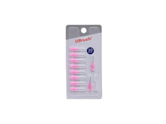 Браш інтердентальний Ubrush! 0,7мм, 10шт., до ел. щітки для міжзубних проміжків Ubrush, рожевий