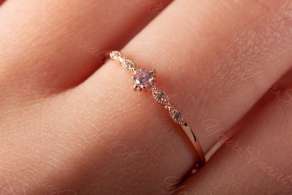 Кольцо из красного золота с розовым фианитом 19 | Зображення 5