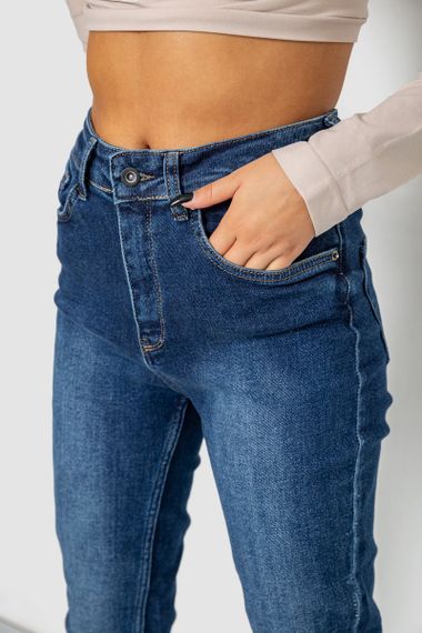 Джинси жіночі Mom-fit стрейч, колір синій, 244R1143 | Зображення 4
