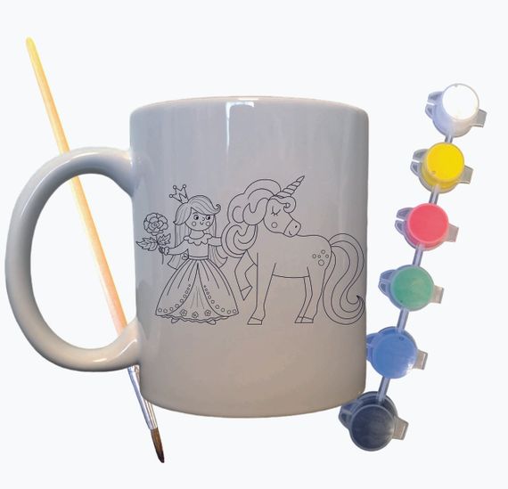 Набор для творчества кружка раскраска "Принцесса и Единорог" 330 мл белая