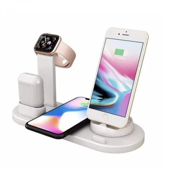 Бездротовий зарядний пристрій 4 в 1 AirPower Fast Charge White з технологією QI для iPhone, Apple Watch, AirP | Зображення 1