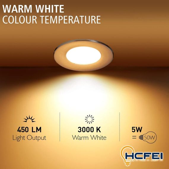 Встраиваемые светодиодные светильники 5 Вт (комплект 5 шт) — ультратонкий дизайн, матовый, IP44, 230 В | Зображення 4