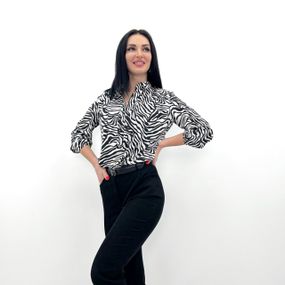 Женская стильная блуза с принтом GF04199 цвет белый, размер 42/44