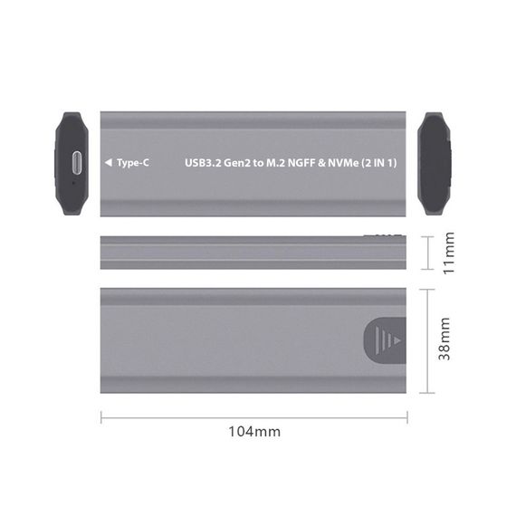 Карман внешний Dynamode M.2 SSD NVMe/SATA combo USB3.2 GEN2 USB-C (DM-CAD-SSD05) | Зображення 4