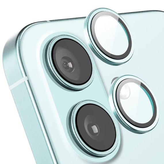 Захисне скло Metal Classic на камеру (в упак.) для Apple iPhone 16 (6.1") / 16 Plus (6.7") Бірюзовий / Azure | Зображення 1