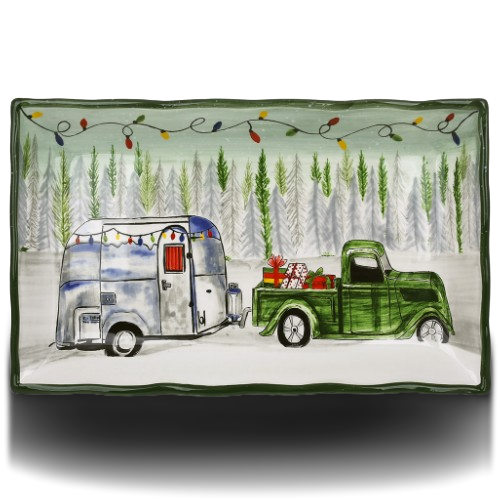 Блюдо прямокутне керамічне Зимова казка, 38*23*4.2см