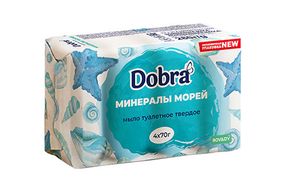 Мыло туалетное твёрдое косметическое 4*70г экопак Dobra Минералы морей