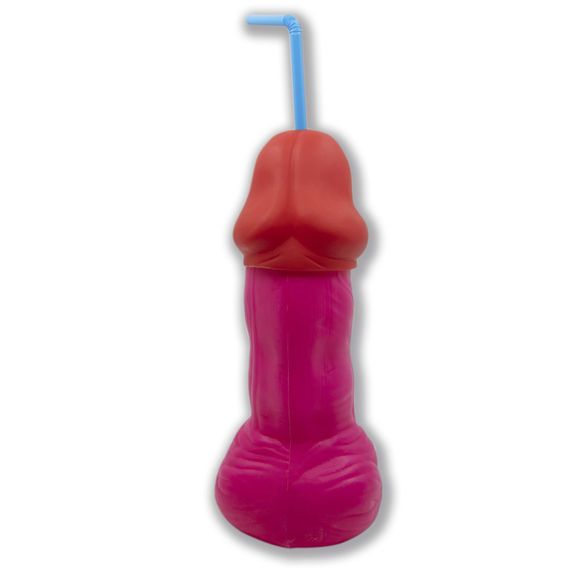 Коктейльна склянка-пеніс з кришкою та трубочкою Diverty Sex Fuchsia, Рожевий