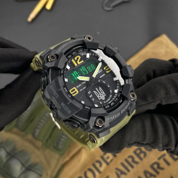 Чоловічий годинник Awarder 004 Тризуб срібло Army Green-Black | Зображення 5