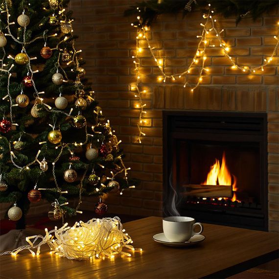 Новорічна гірлянда кімнатна нитка 14 м 160 LED кімнатна гірлянда білий провід Жовте світло W160LED16MWY | Зображення 3
