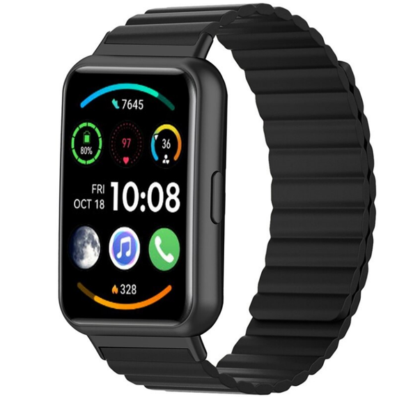 Силіконовий магнітний ремінець Primolux Magnet для фітнес браслета Huawei Watch Fit 2 - Black | Зображення 2