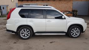 Боковые пороги Premium (2 шт., нерж.) Ø51 для Nissan X-trail T31 2007-2014 гг
