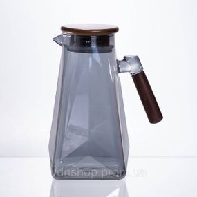 Глечик для напоїв скляний 1.8 л з бамбуковою кришкою 64486-73