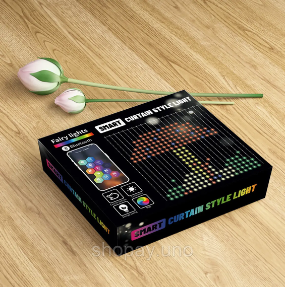 Гірлянда Штора від мережі 3х3 м 400LED RGB + пульт дистанційного керування, SF-1 / Розумна гірлянда з додатком на телефон | Зображення 5
