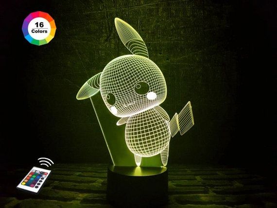 3D світильник нічник з пультом  "Пікачу"  3DTOYSLAMP