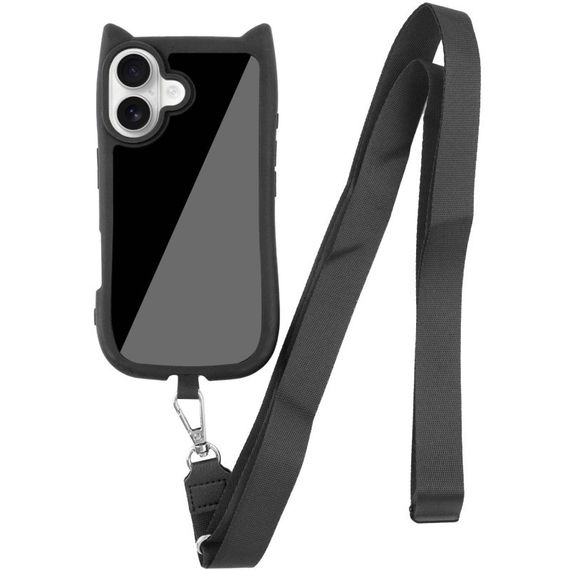 Чехол TPU GETMAN Cat with straps для Apple iPhone 16 (6.1") Black | Зображення 1