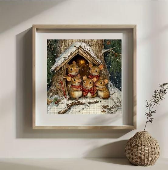 Набор для вышивки крестом "Рождественная сказка в лесу" 14CT, 30x30 см, канва Аида с нанесенным рисунком | Зображення 5