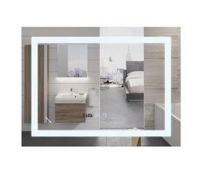 Дзеркало Mixxus WARM MR02-90x70-CASE з LED Touch, Anti-fog, димером, регулюванням яскравості, годинником (MI6674)