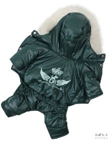 Зимовий комбінезон на хутрі Dogs Bomba зелений AM-9