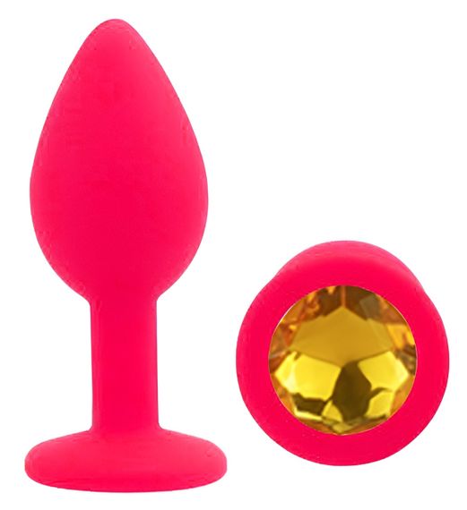 Силіконова анальна пробка EGZO - Silicone Pink Round Plug Yellow, size S Sex Aura | Зображення 1