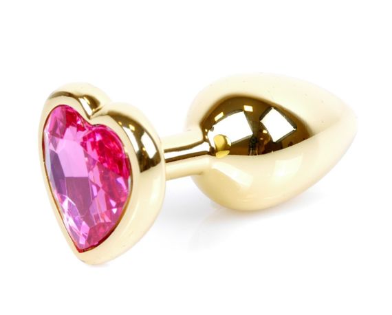 Анальний затор Boss Series - Jewellery Gold Heart PLUG Pink S, BS6400035 sexstyle | Зображення 1