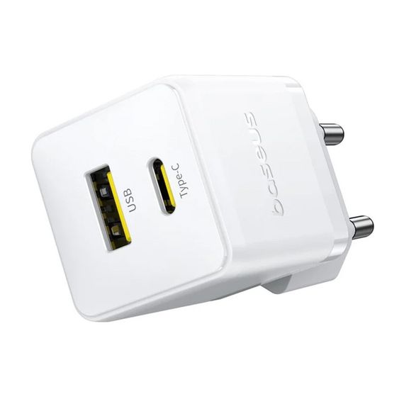 МЗП Baseus Palm Fast Charger PD20W+QC3.0 (1USB-A/1C) + кабель Type-C to Type-C (P10111608) Moon White | Зображення 2