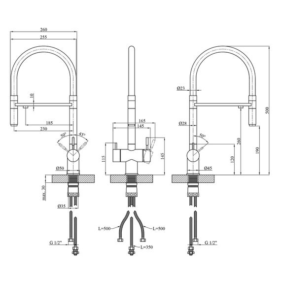 Змішувач для кухні Kroner KRM Edelstahl Klassisch - ESG03815WHI (CV027935) | Зображення 1