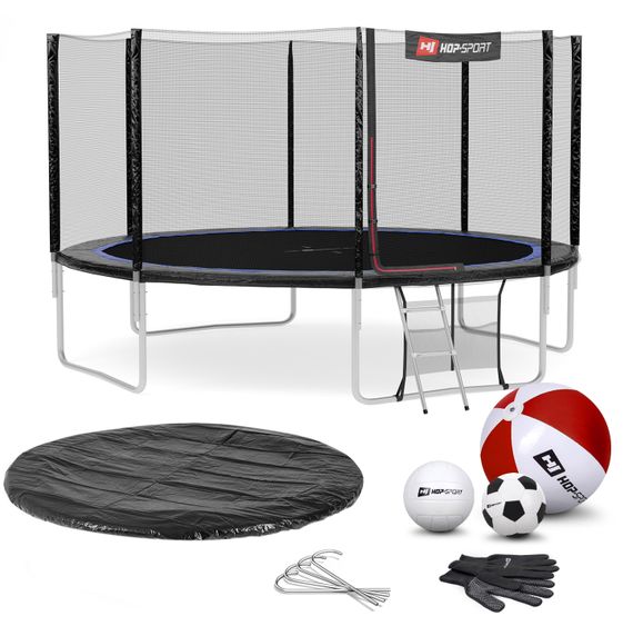 Батут Hop-Sport 14ft (427см) чорно-синій з зовнішньою сіткою