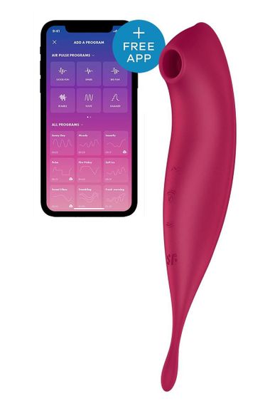 Смарт-вібратор для клітора з вакуумною стимуляцією Satisfyer Twirling Pro+ dark red sexstyle