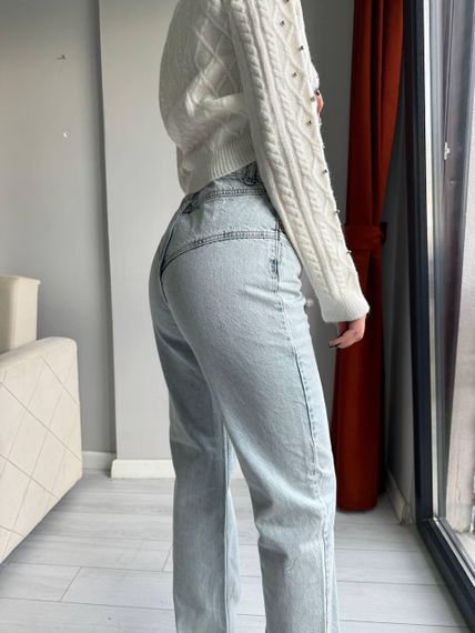 Джинсы женские на пуговицах с высокой посадкой цвет голубой 😍 36 | Зображення 6