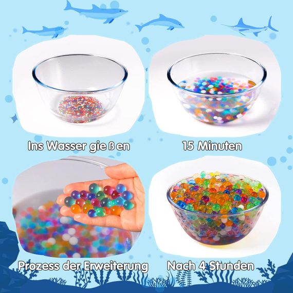 Гідрогелеві кульки Орбізи TULADUO, набір 4 в 1, 270 г, 50000 шт., 2-3.5 мм, різнокольорові, з резиновими кульками | Зображення 1